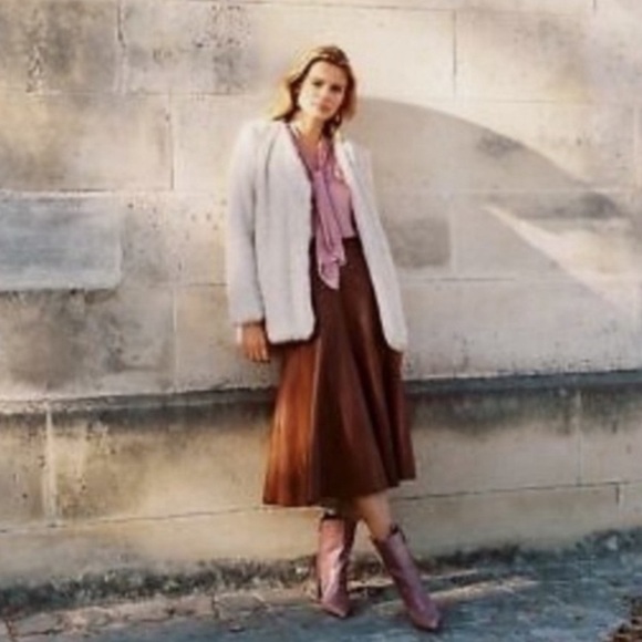 Anthropologie  Faux Fur Coat cream color size extra large, luxurious, mob wife - Picture 1 of 17